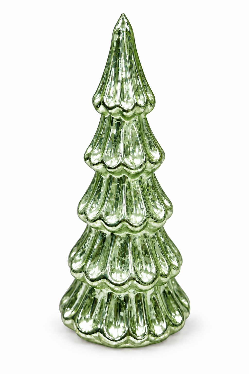 Vintage LED Glass Tree-Light Green 8.5"