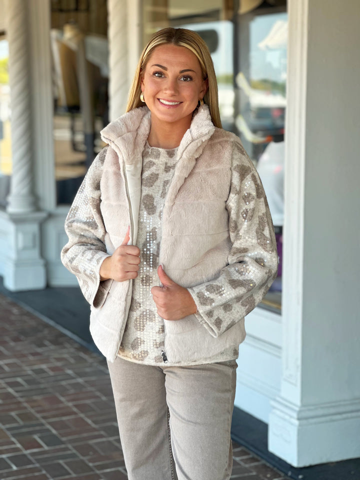 Nikky Apparels Reversible Faux Fur Vest in Cream