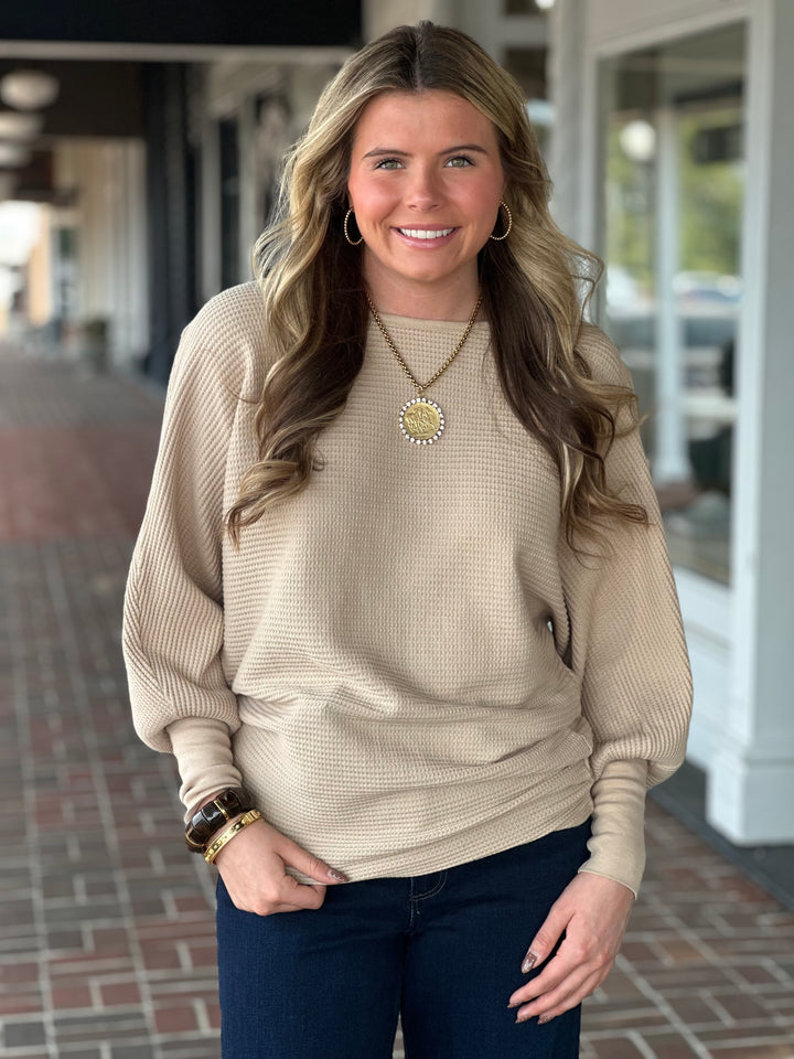 Dylan Andie Waffle Top in Beige