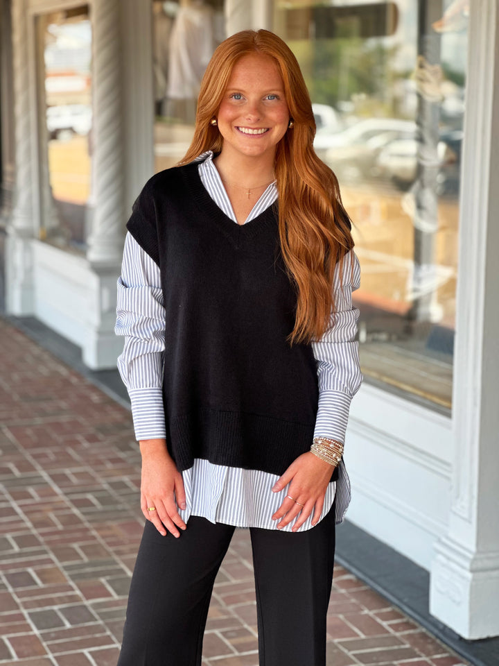 On The Move Black Stripe Sweater