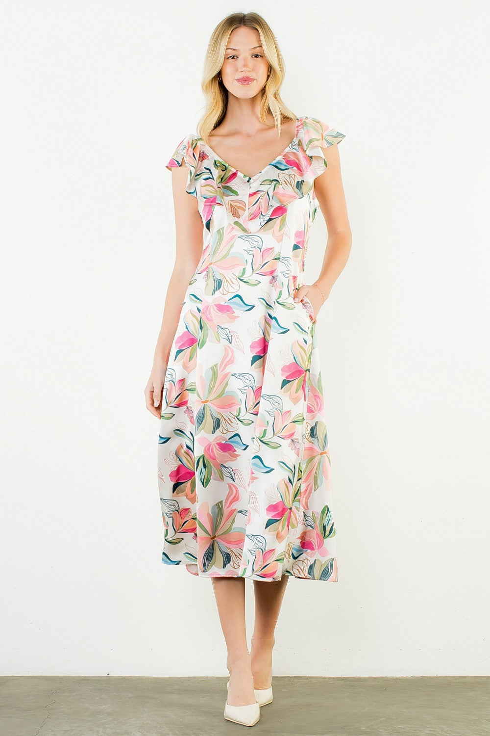 For The Better Part Floral Midi Dress