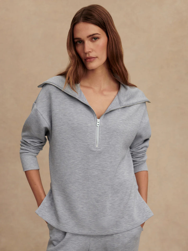 Varley Larson Half-Zip Sweat in Mid Blue Marl