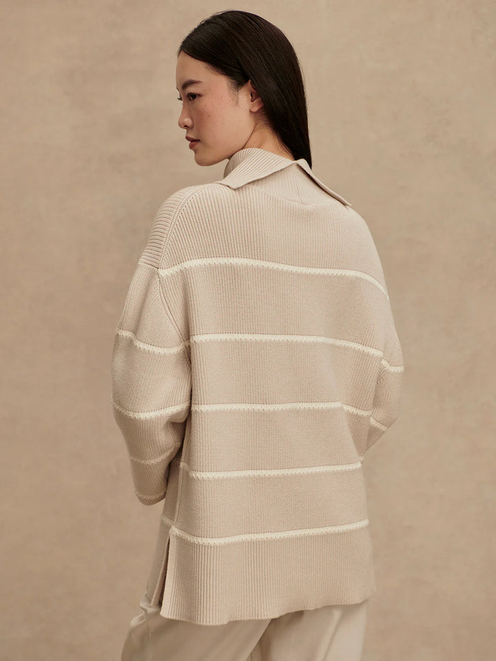 Varley Hamish Stitch Knit Sweater in Silver Birch