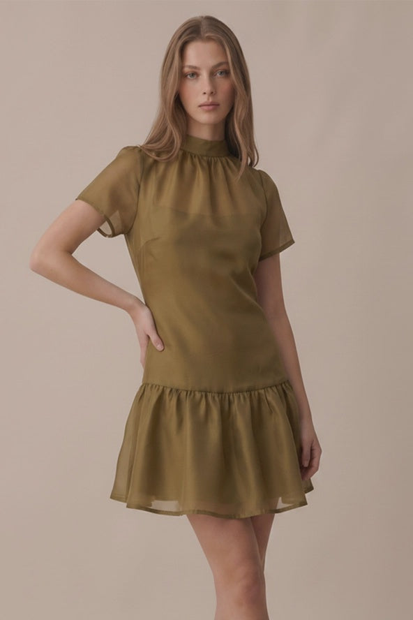 Stay For Awhile Olive Green Mini Dress