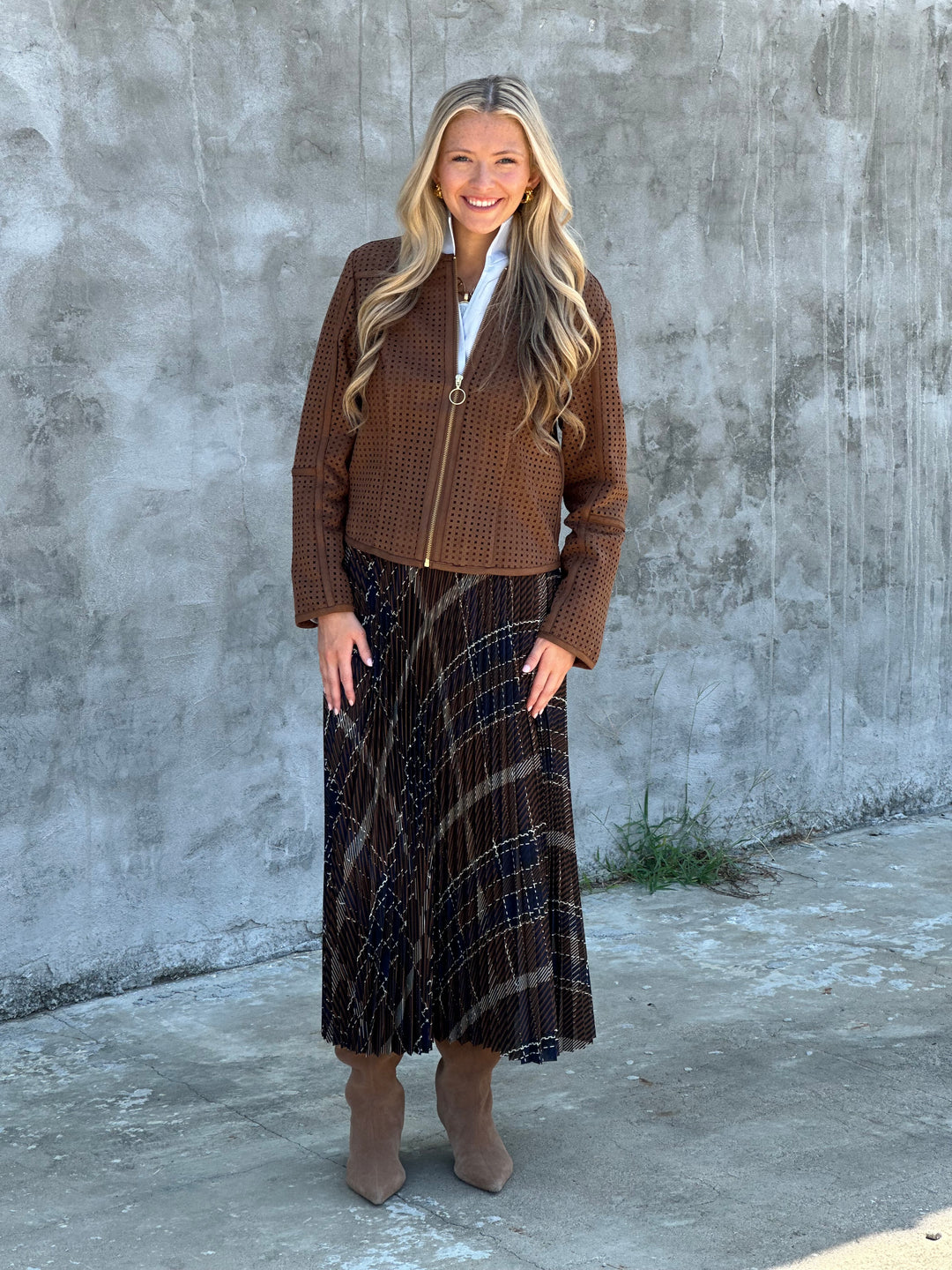 Tyler Boe Cara Pleat Poly Skirt in Multi