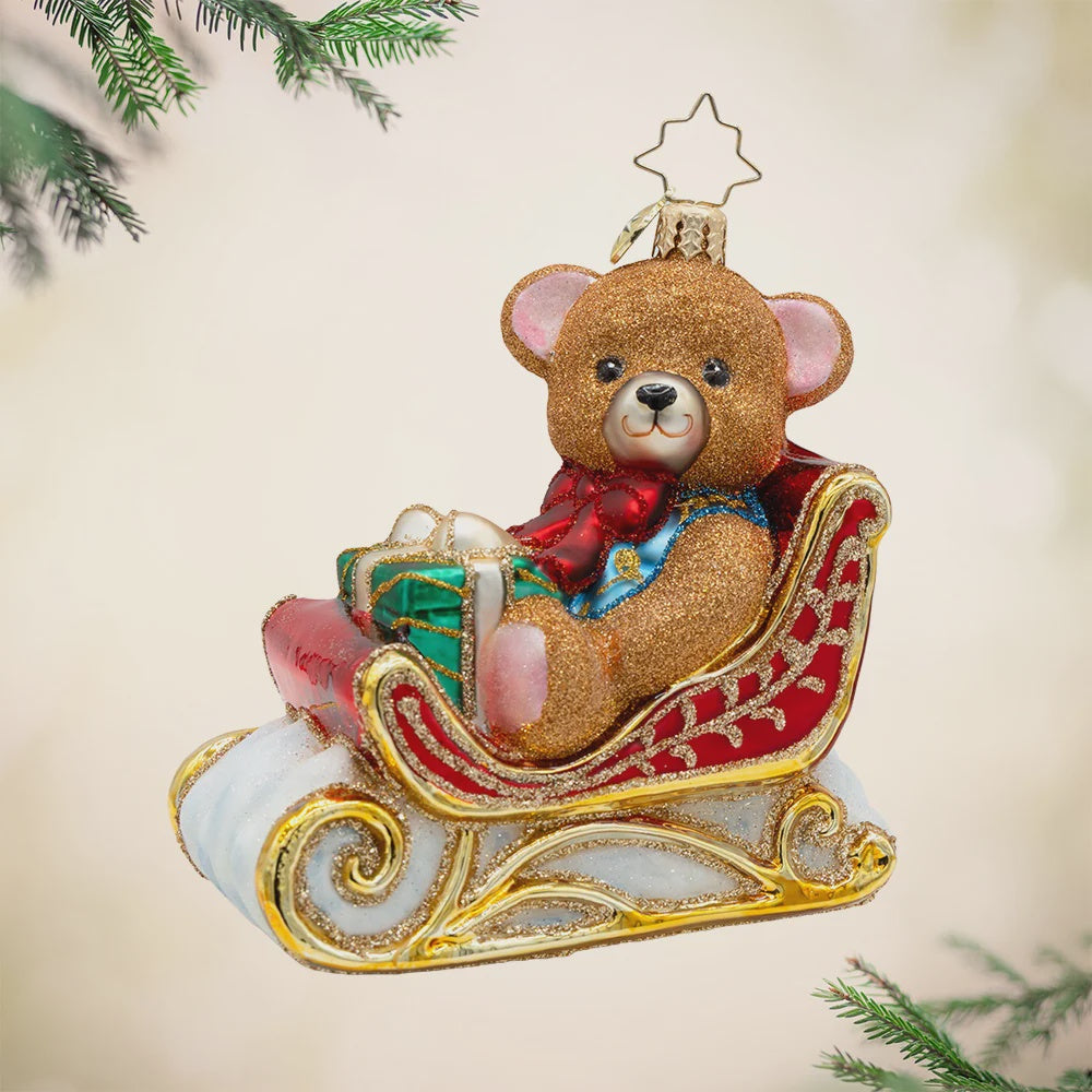 Christopher Radko Beary Merry Sleigh Ornament
