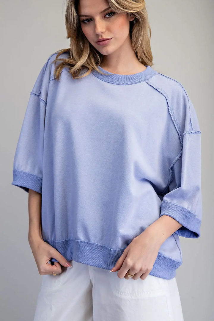 Blue Contrast Hem Top