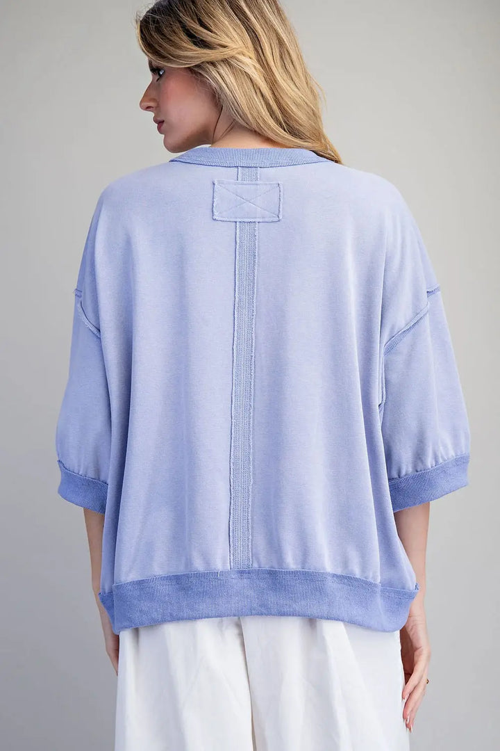 Blue Contrast Hem Top
