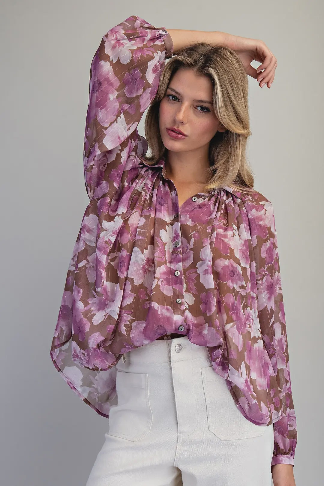 Hold Onto Me Brown Floral Top