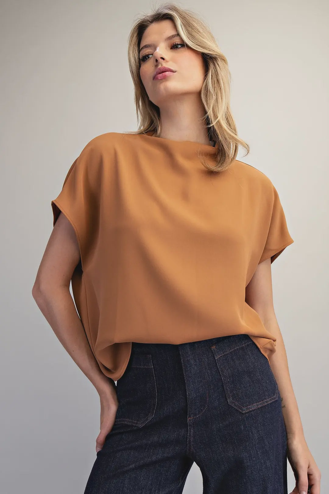 There When You Need It Caramel Brown Top
