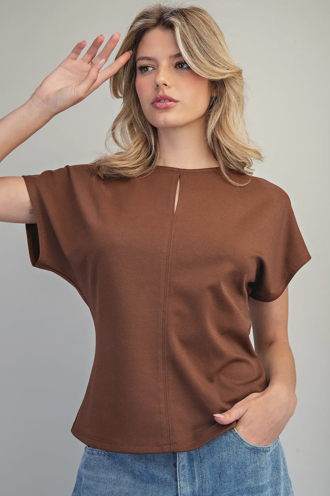 Just What You Wanted Solid Brown Top