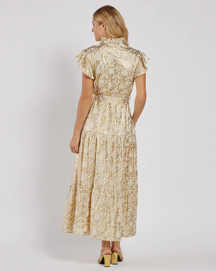 Jude Connally Mirabella Dress Cotton Voile in Bamboo Rattan Sand Gold