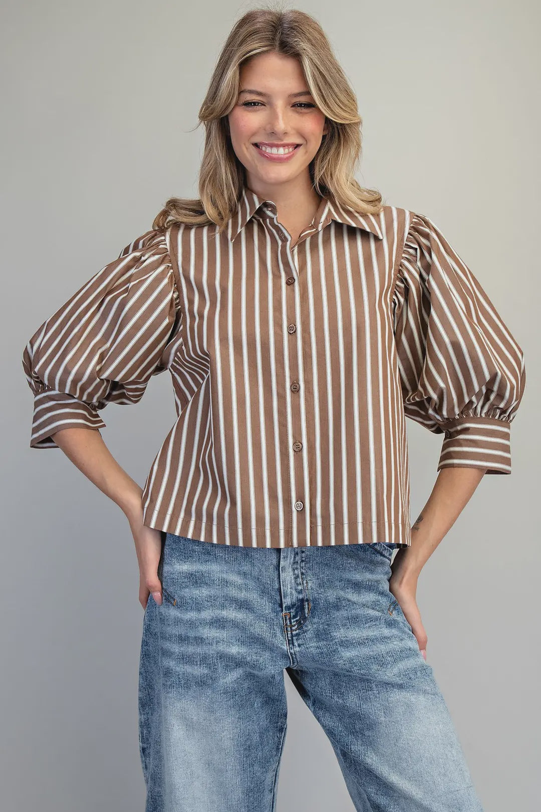 Nothing To Explain Brown Stripe Top