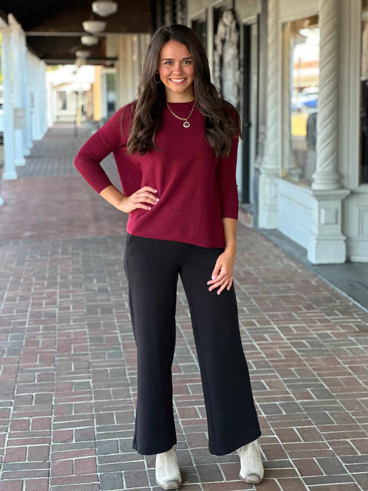 Liverpool Los Angeles Pull On Wide Leg Trouser in Black