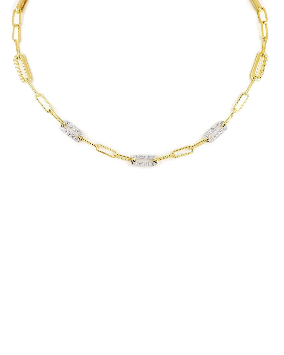 John Medeiros Diamante Three Station Gold Pavé Necklace