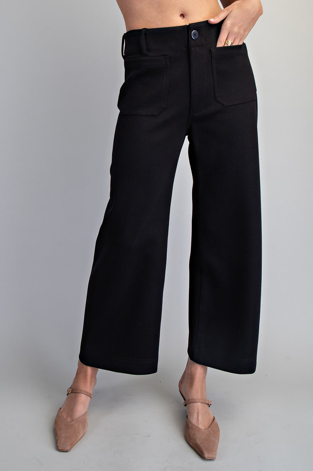 Solid Straight Leg Pants in Black