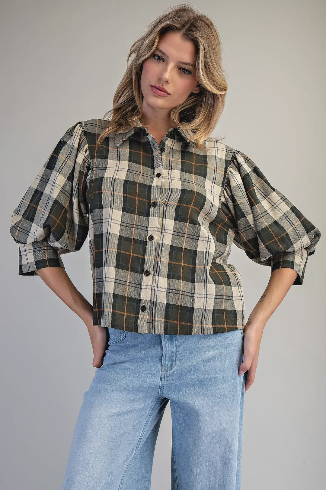 Came Back Better Green Plaid Top