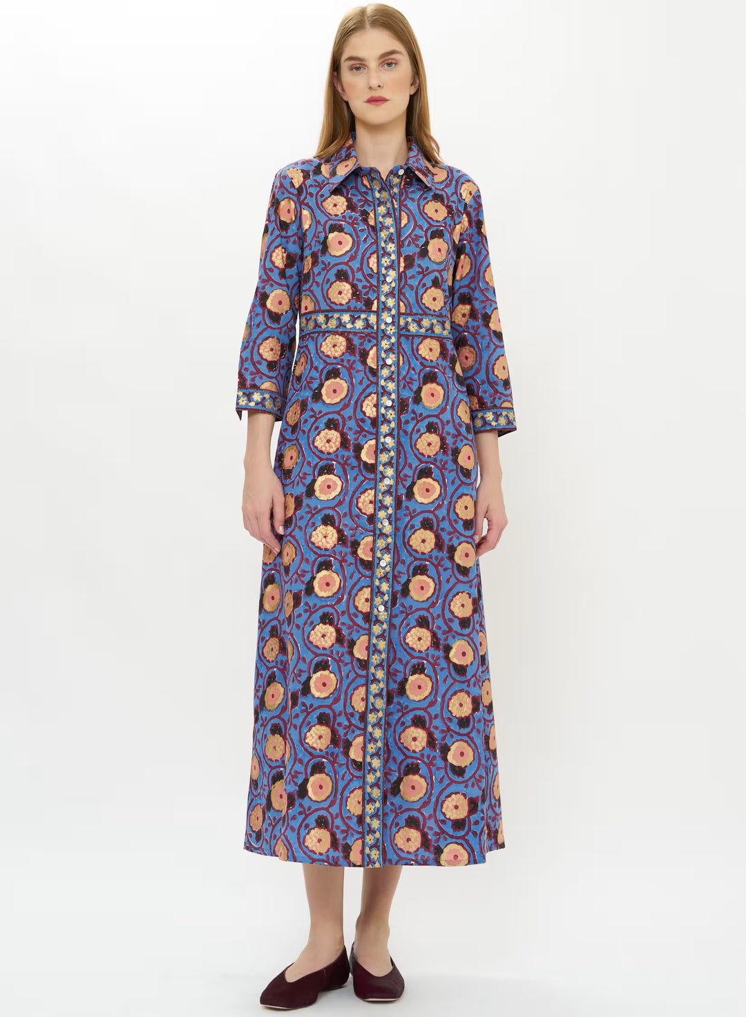 Oliphant Maxi Shirt Dress in Verona Blue