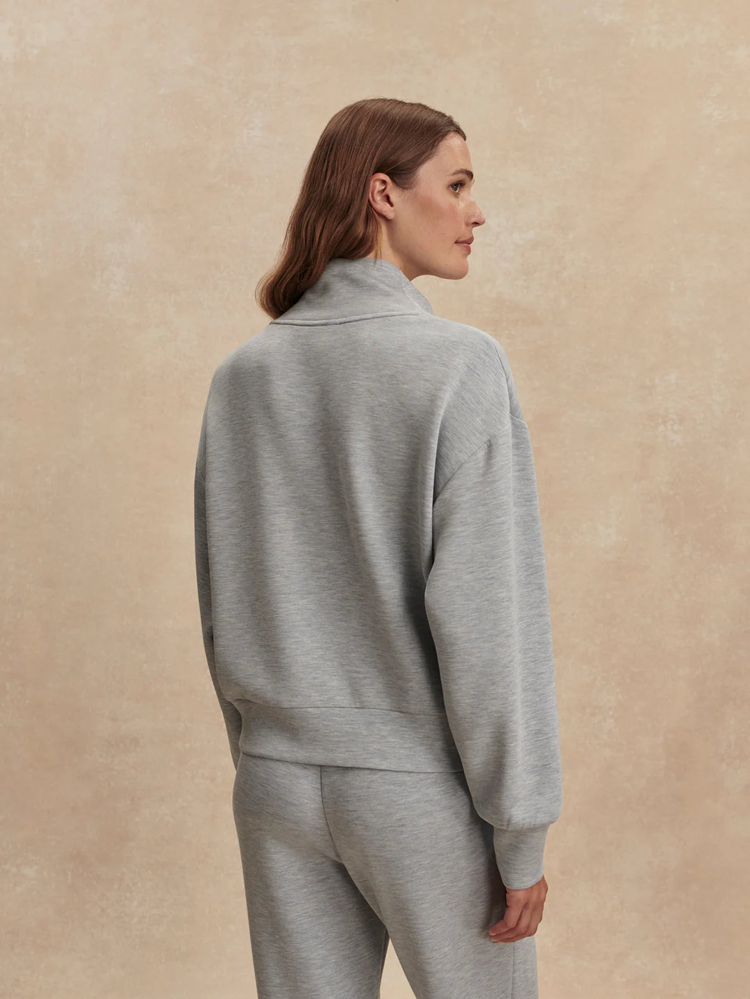 Varley Davidson Sweat in Mid Blue Marl
