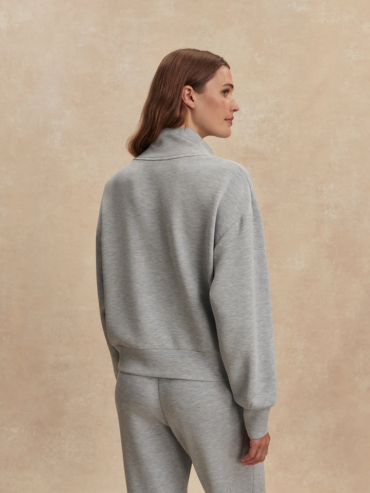 Varley Davidson Sweat in Mid Blue Marl