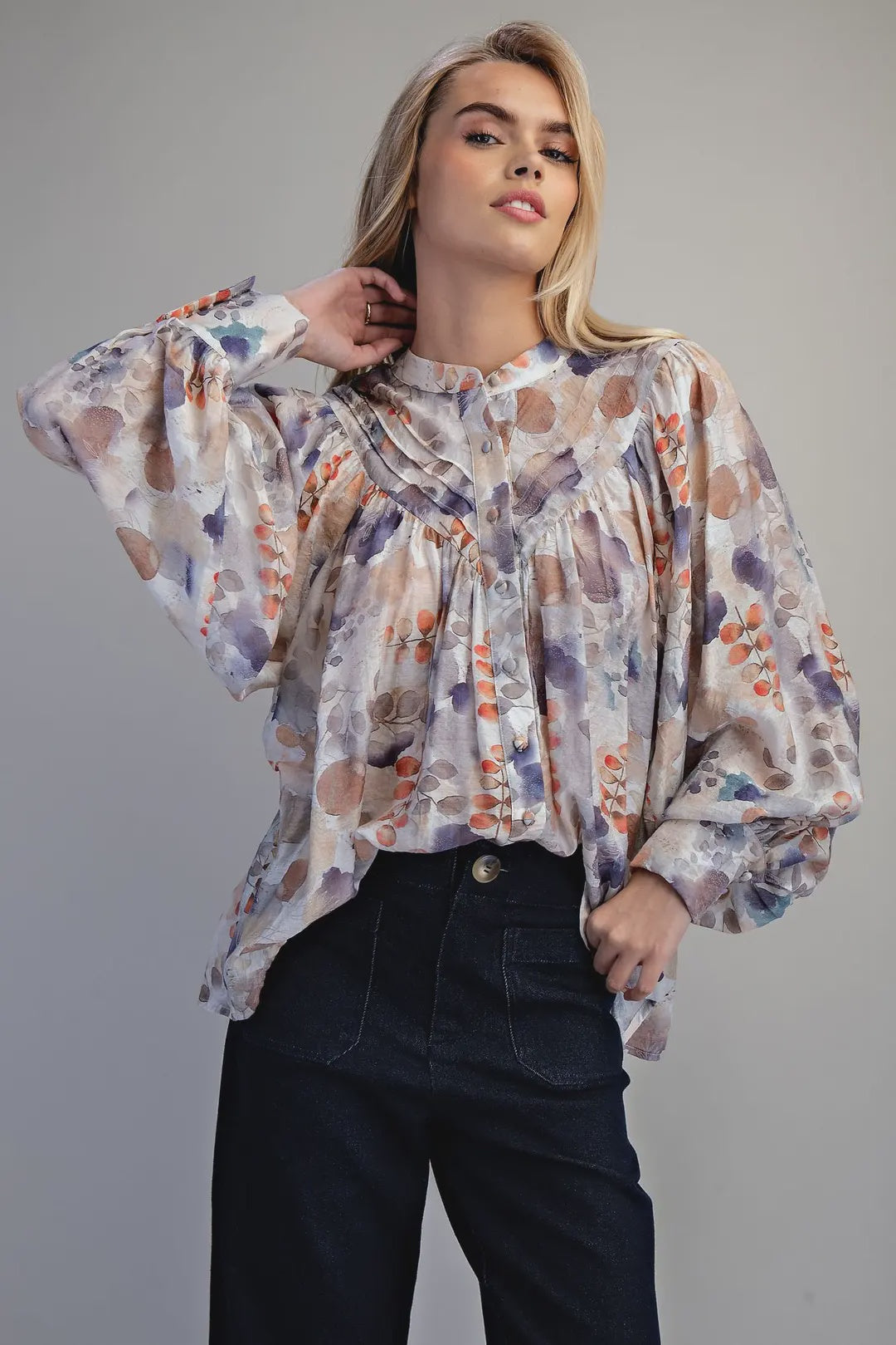 The Moment Is Ours Blue Floral Top