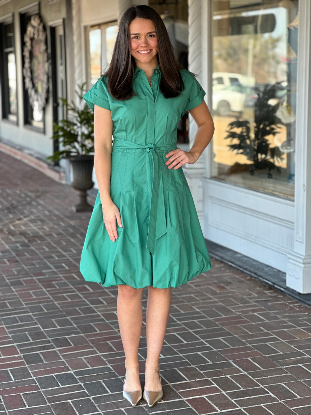 Finley Libby Bubble Dress in Kelly Green