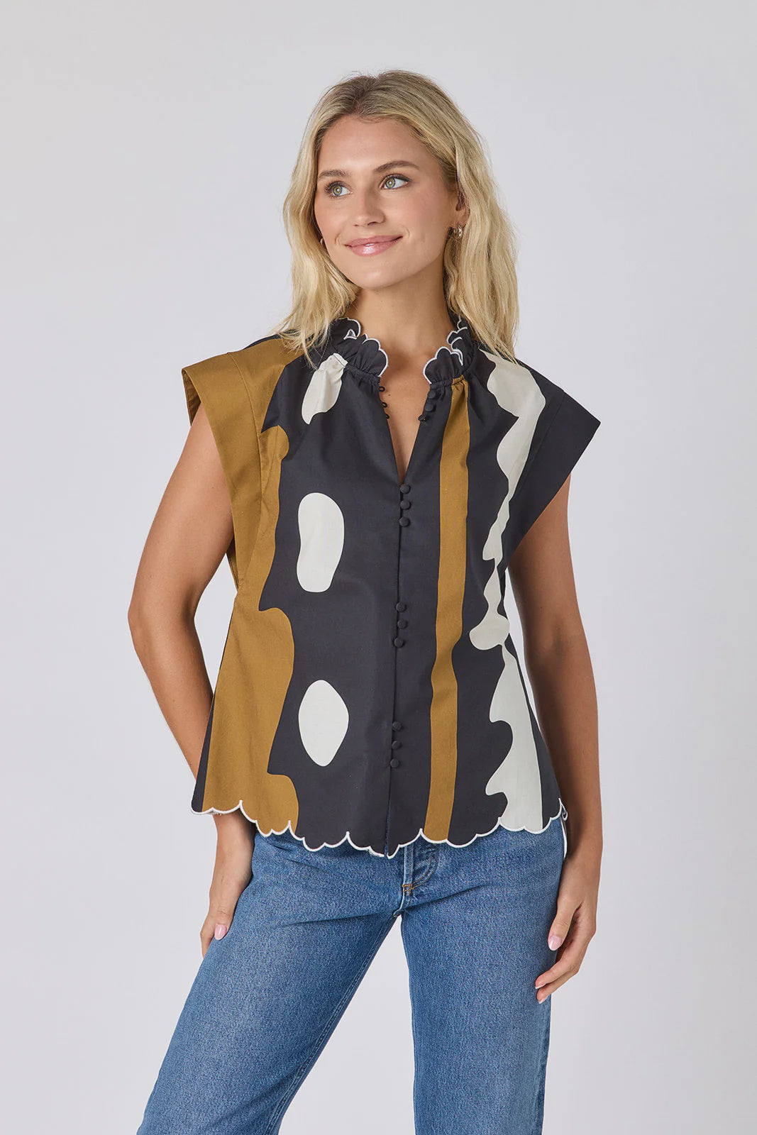 Crosby Fritzy Top in Wild Line