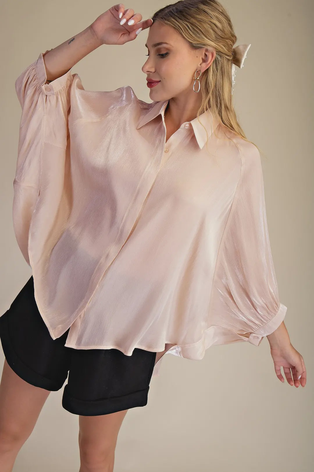 Peach Button Front Shirt