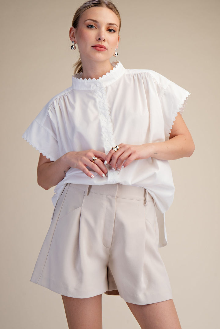 Cap Sleeve Oversized Top in Ivory