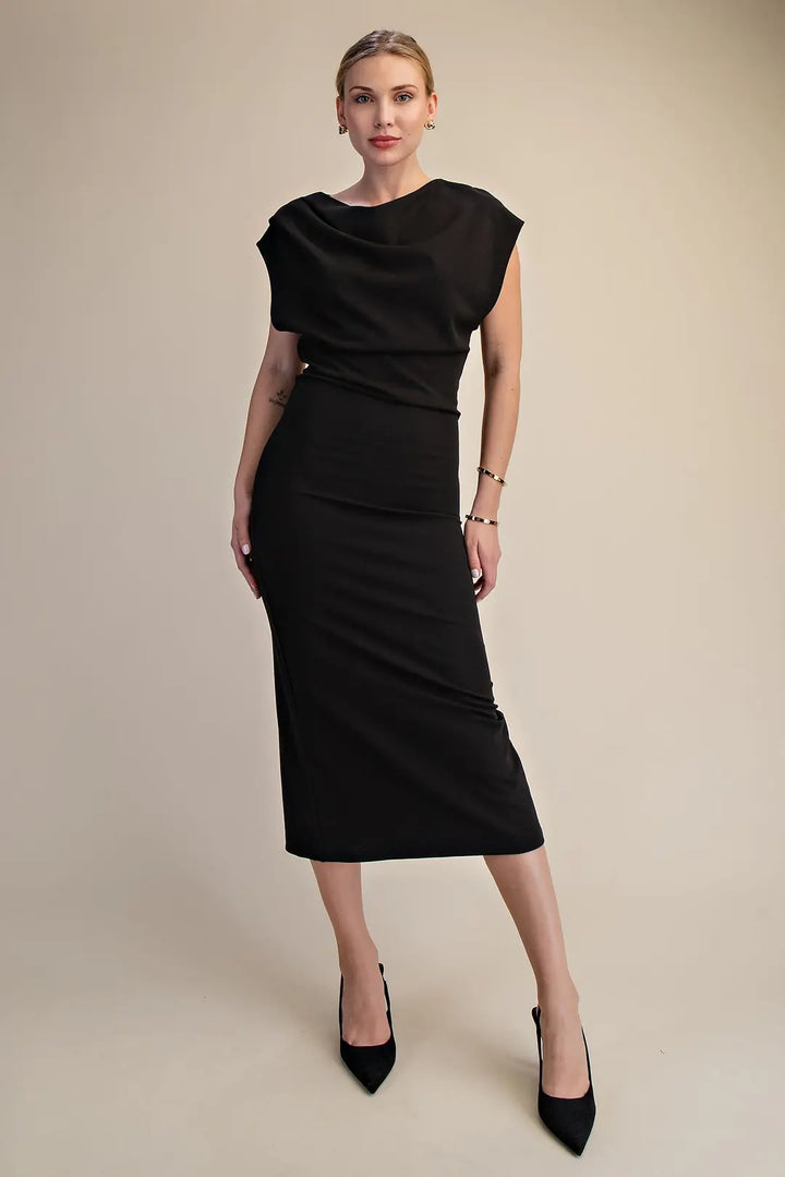 Black Short Sleeve Maxi Dress