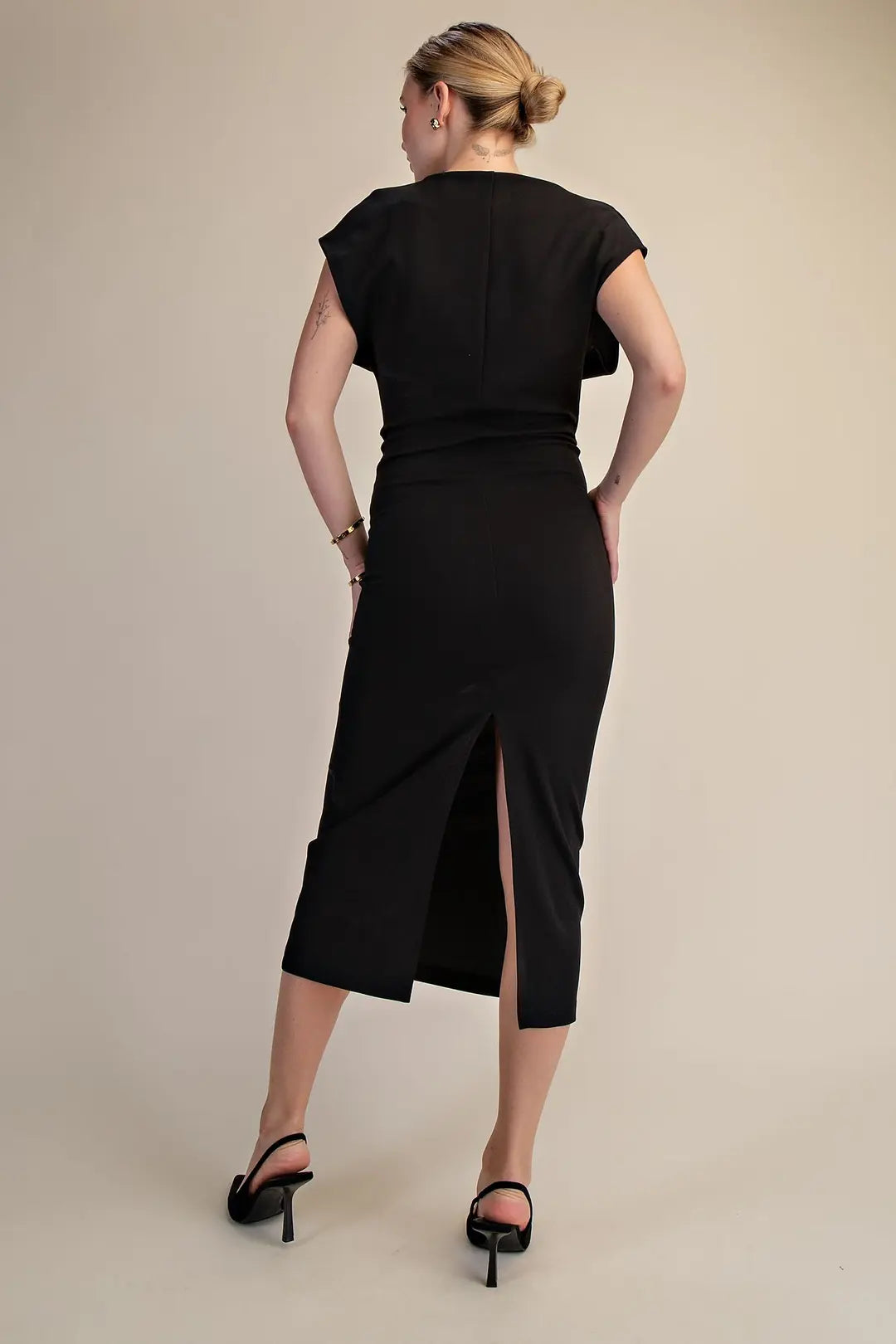 Black Short Sleeve Maxi Dress