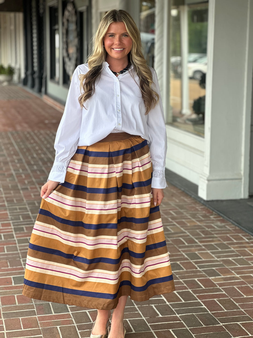Taken Into Account Stripe Maxi Skirt