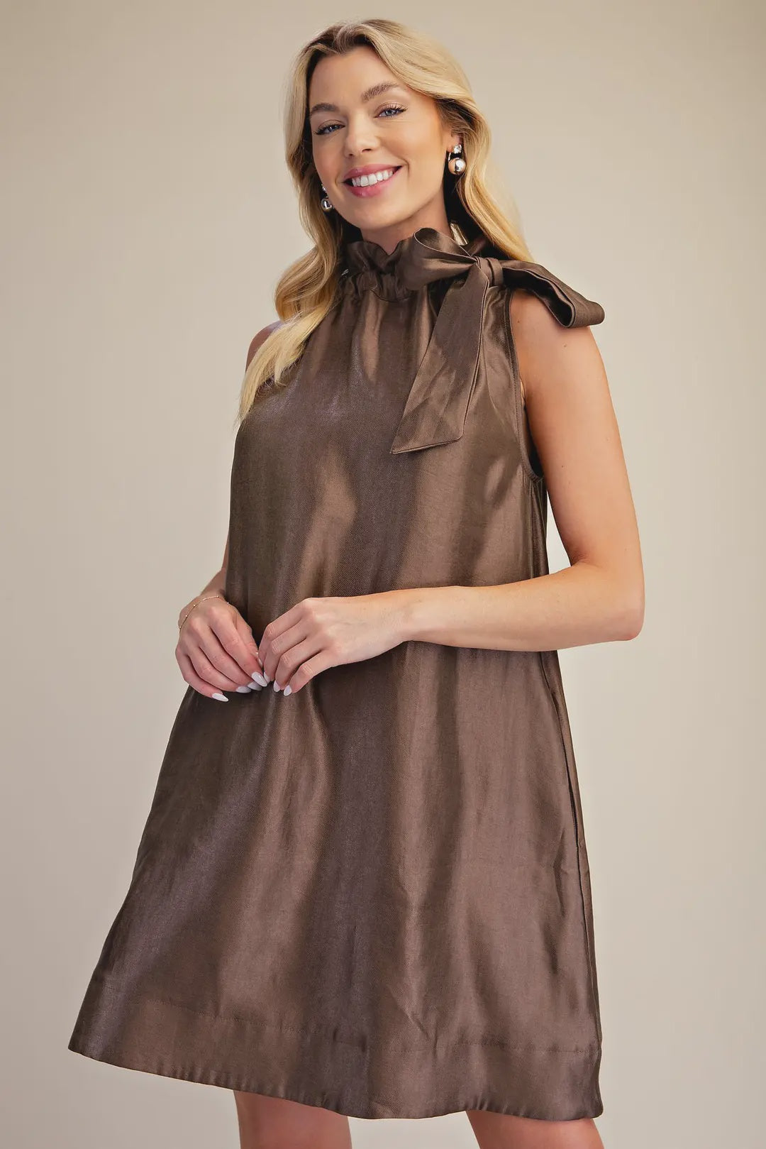 Let It Be Easy Mocha Brown Mini Dress