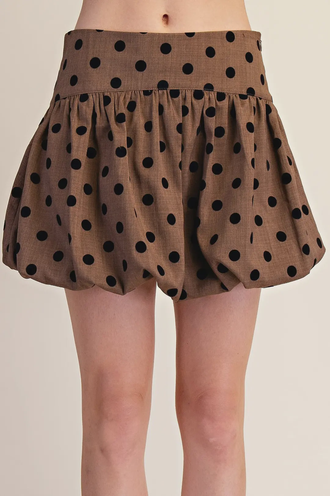 Take Your Turn Brown Polka Dot Mini Skirt