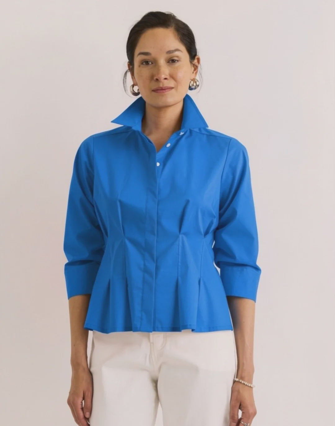 Hinson Wu Martina 3/4 Sleeve Shirt in Bright Blue