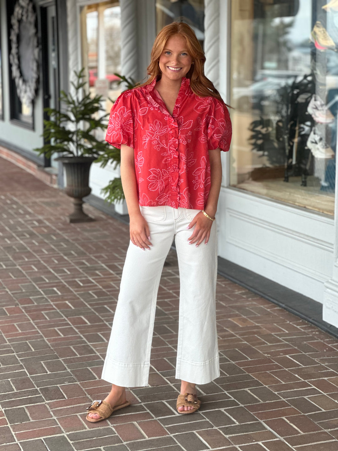 Red Ruffle Top