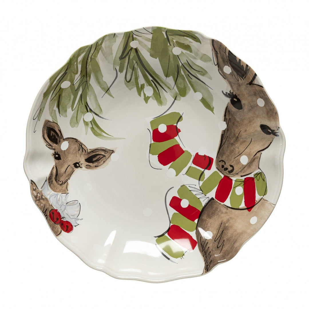 CASAFINA PASTA/SERVING BOWL 14'' DEER FRIENDS IN WHITE