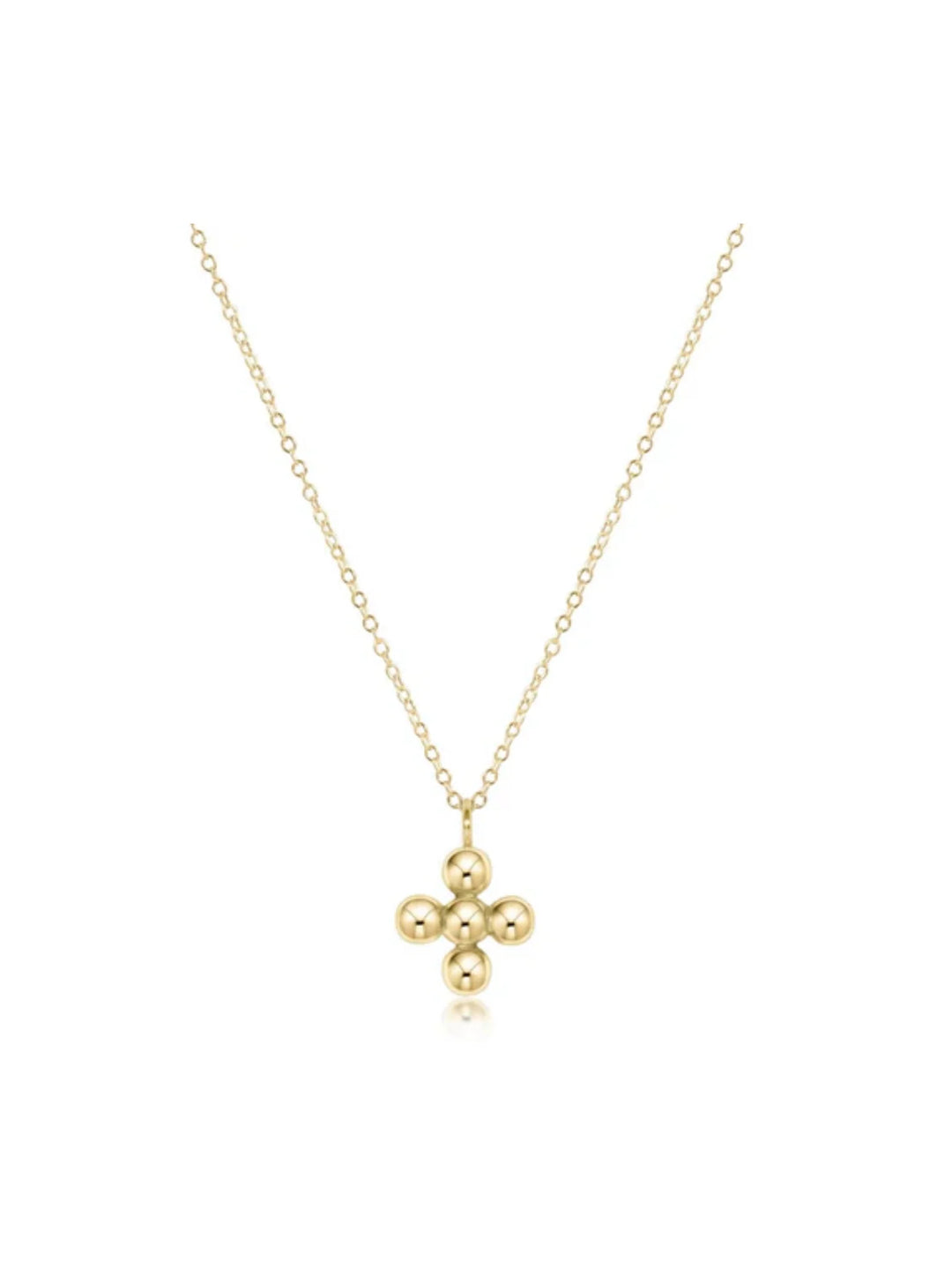 enewton 16" Necklace Gold Classic Beaded Signature Cross Gold Charm 4MM Bead