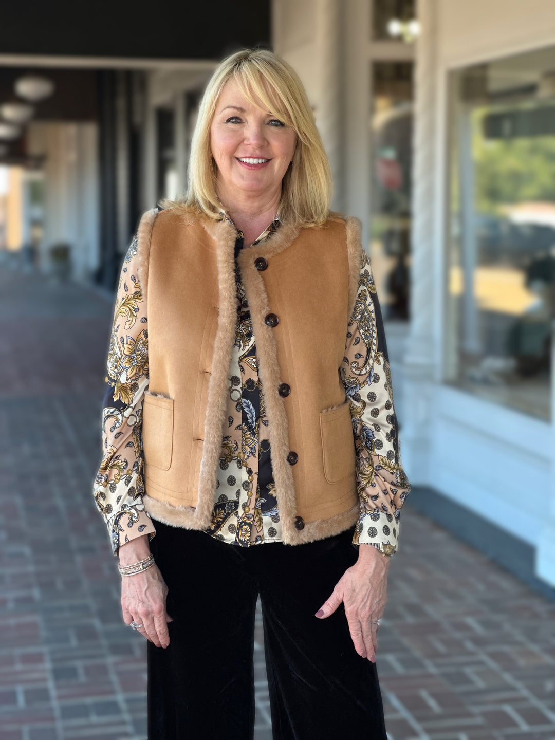 Tyler Boe Candice Charmeuse Blouse in Multi