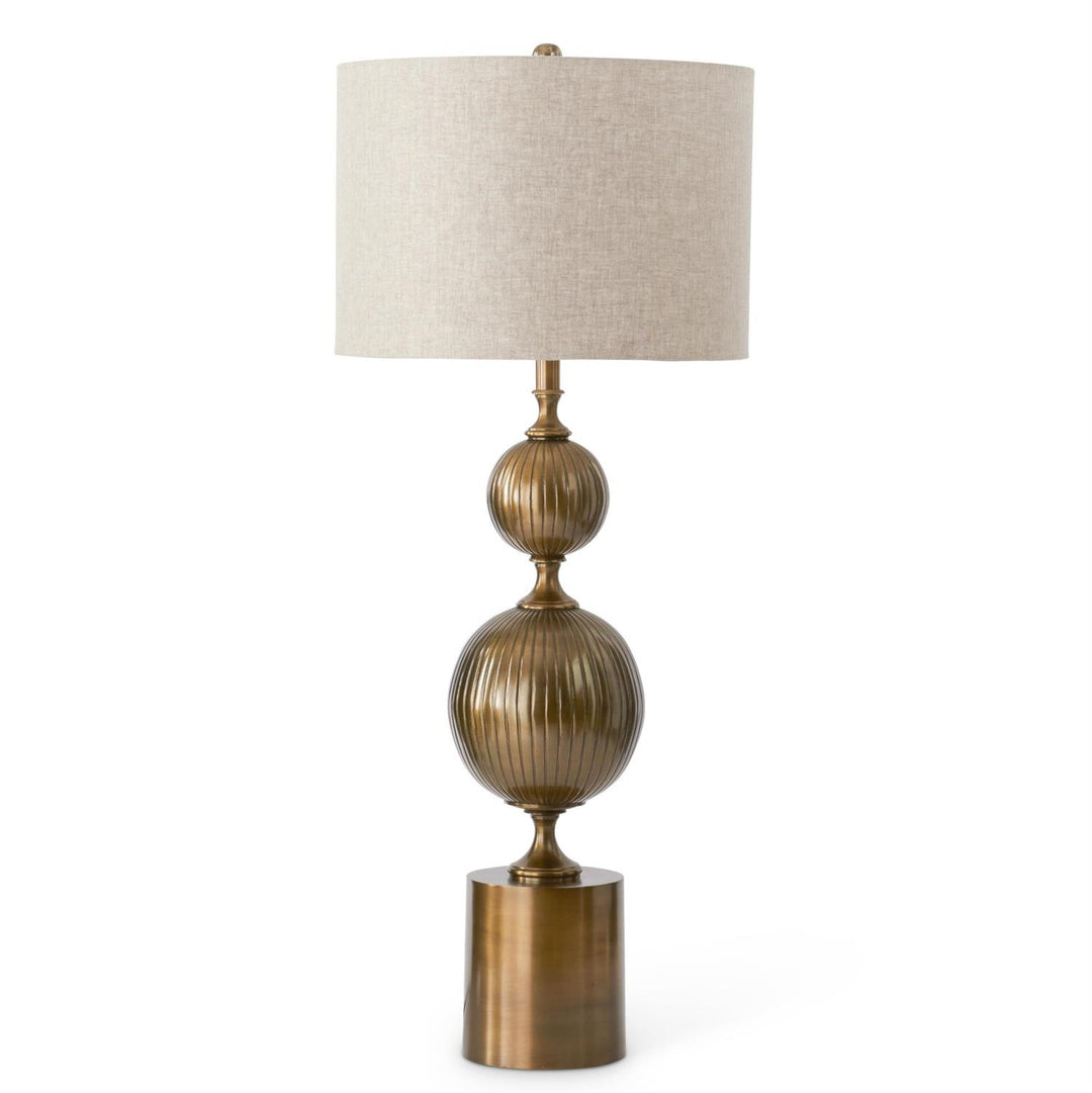 39 Inch Antique Brass Double Ball Lamp