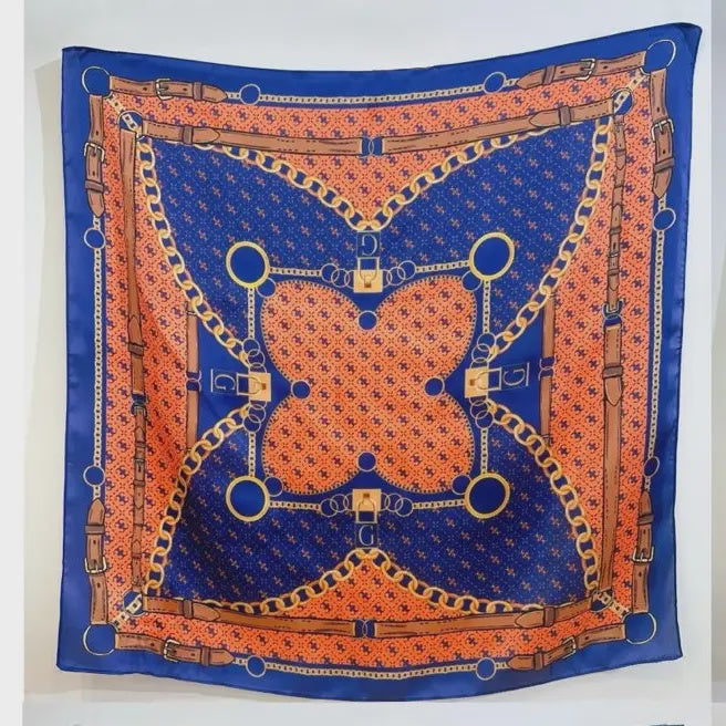Chain Printed Scarf in Orange