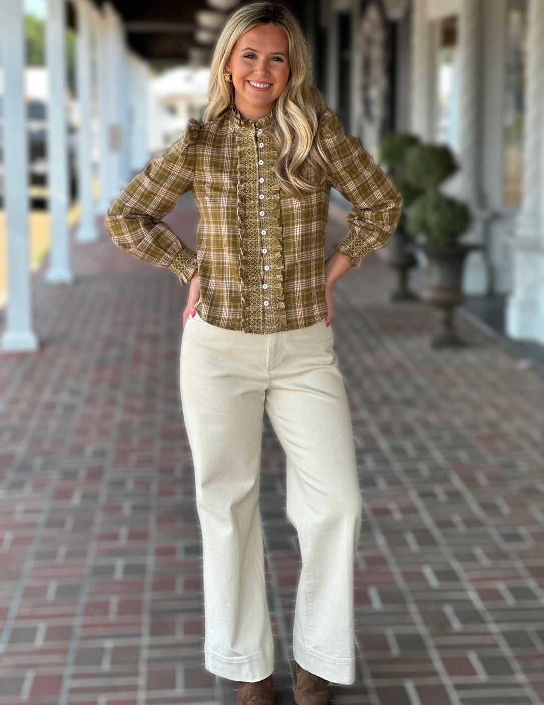 Love The Label Zinny Long Sleeve Top in Hillside Plaid