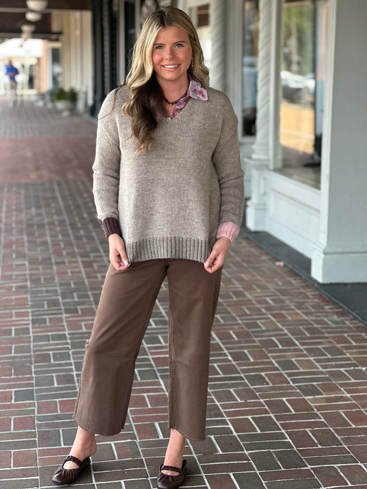 All Figured Out Fawn Brown Sweater