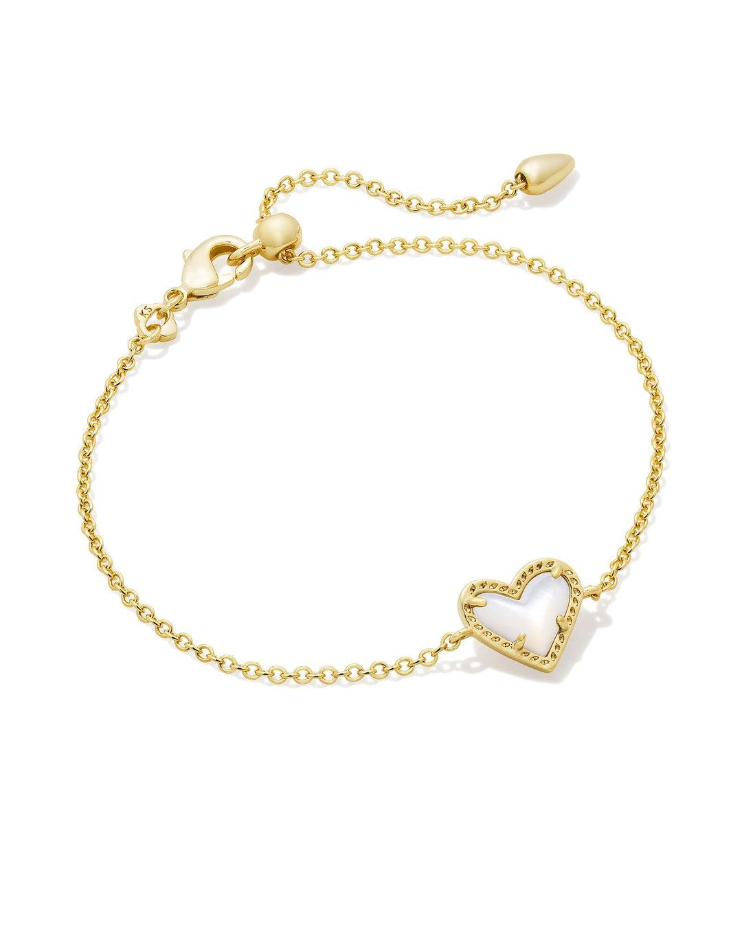 Kendra Scott Ari Heart Gold Chain Bracelet in Ivory Mother-of-Pearl