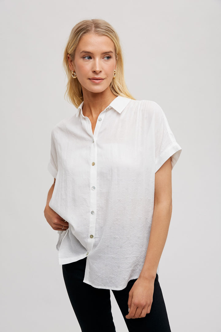 Go Getter Star Embroidered Top in White