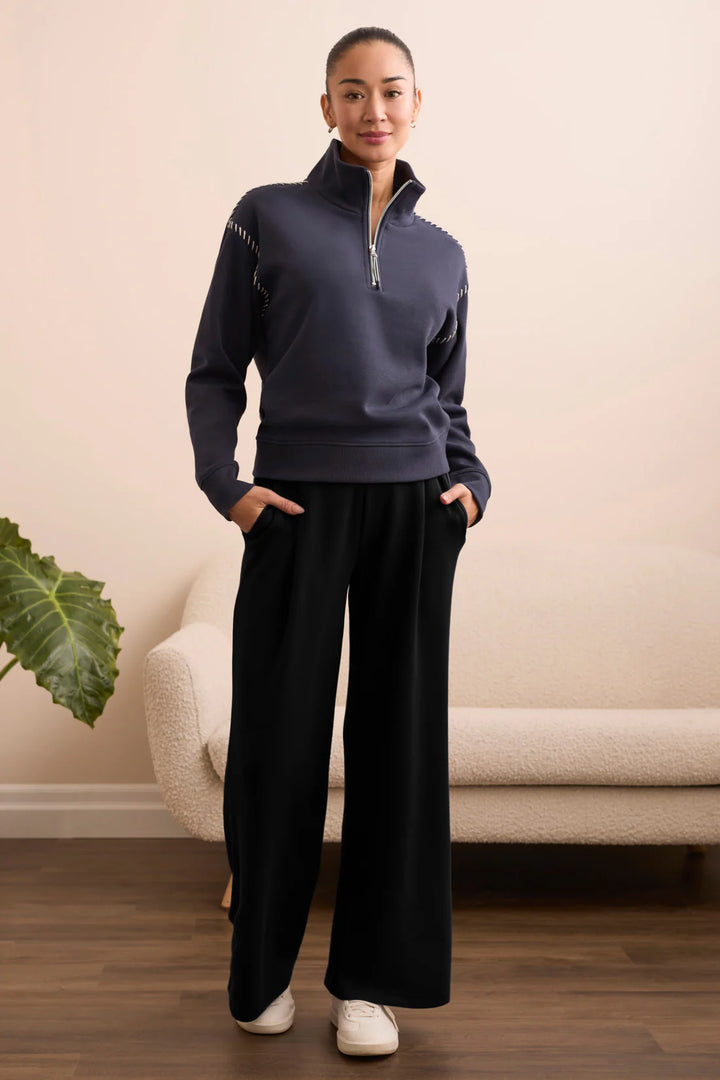 Tribal Techno Lux Wide Leg Pull-On Pants in Black