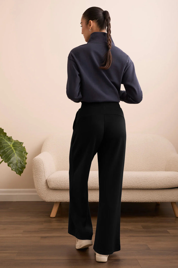 Tribal Techno Lux Wide Leg Pull-On Pants in Black