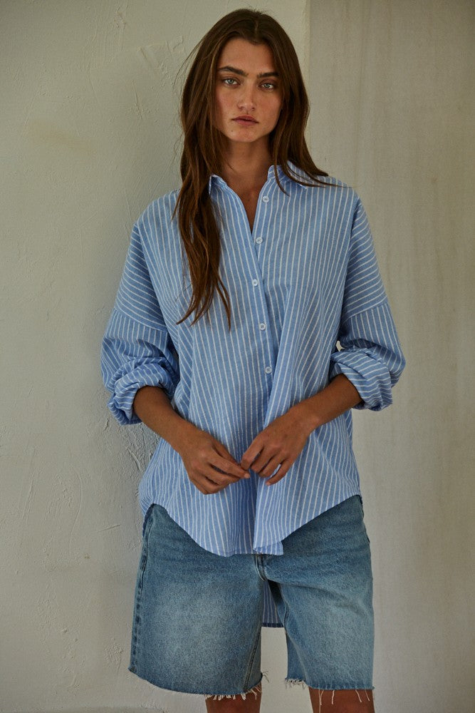 Hidden Cove Striped Shirt in Denim Blue