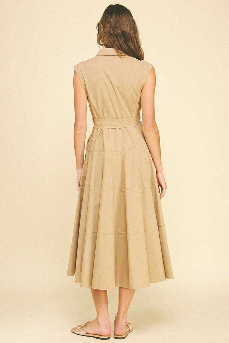 Khaki Button Down Maxi Dress