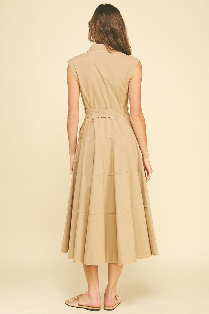 Khaki Button Down Maxi Dress